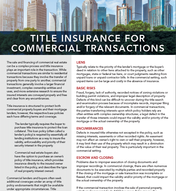 Title Insurance for Commercial Transactions