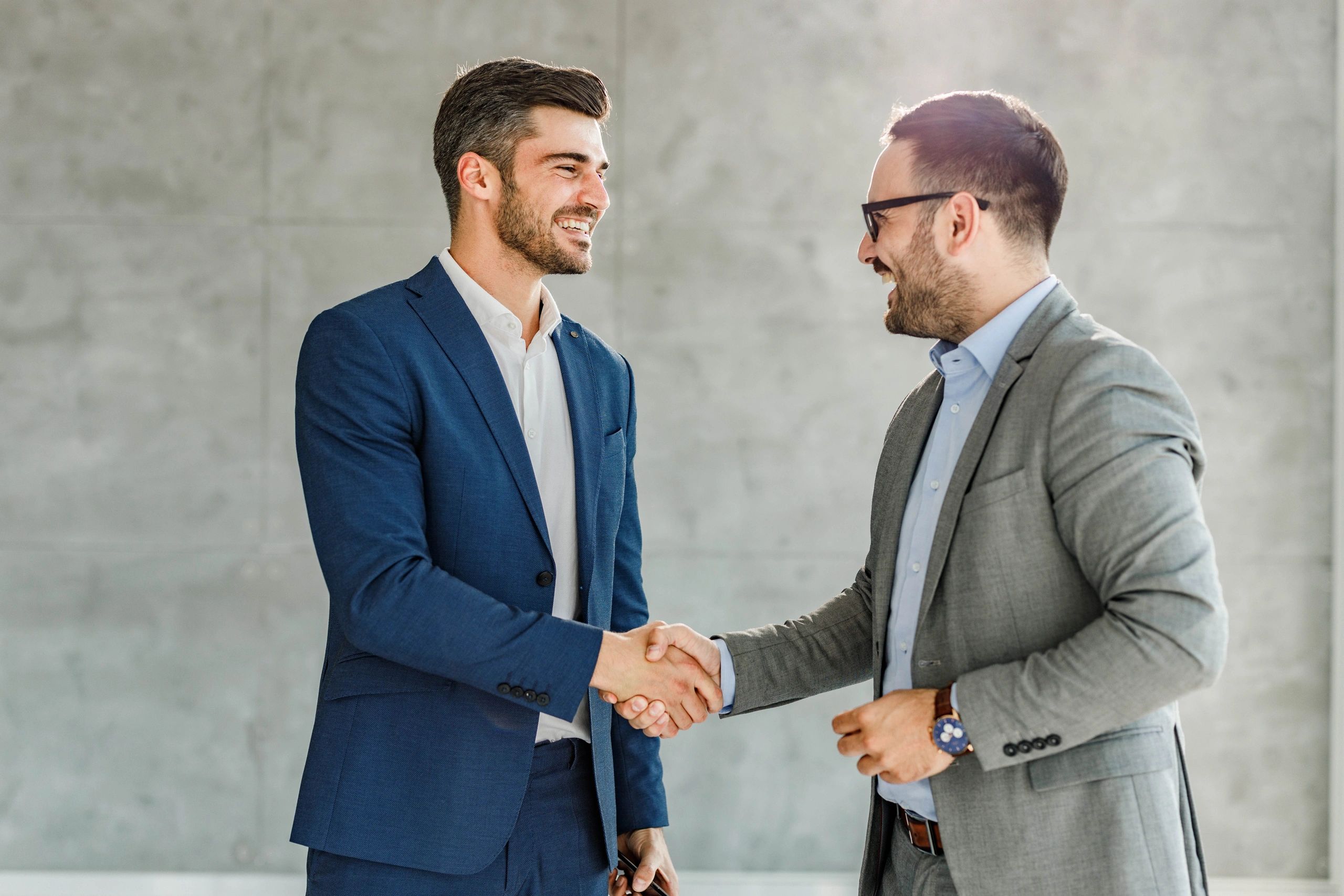Professionals shaking hands after reaching an agreement